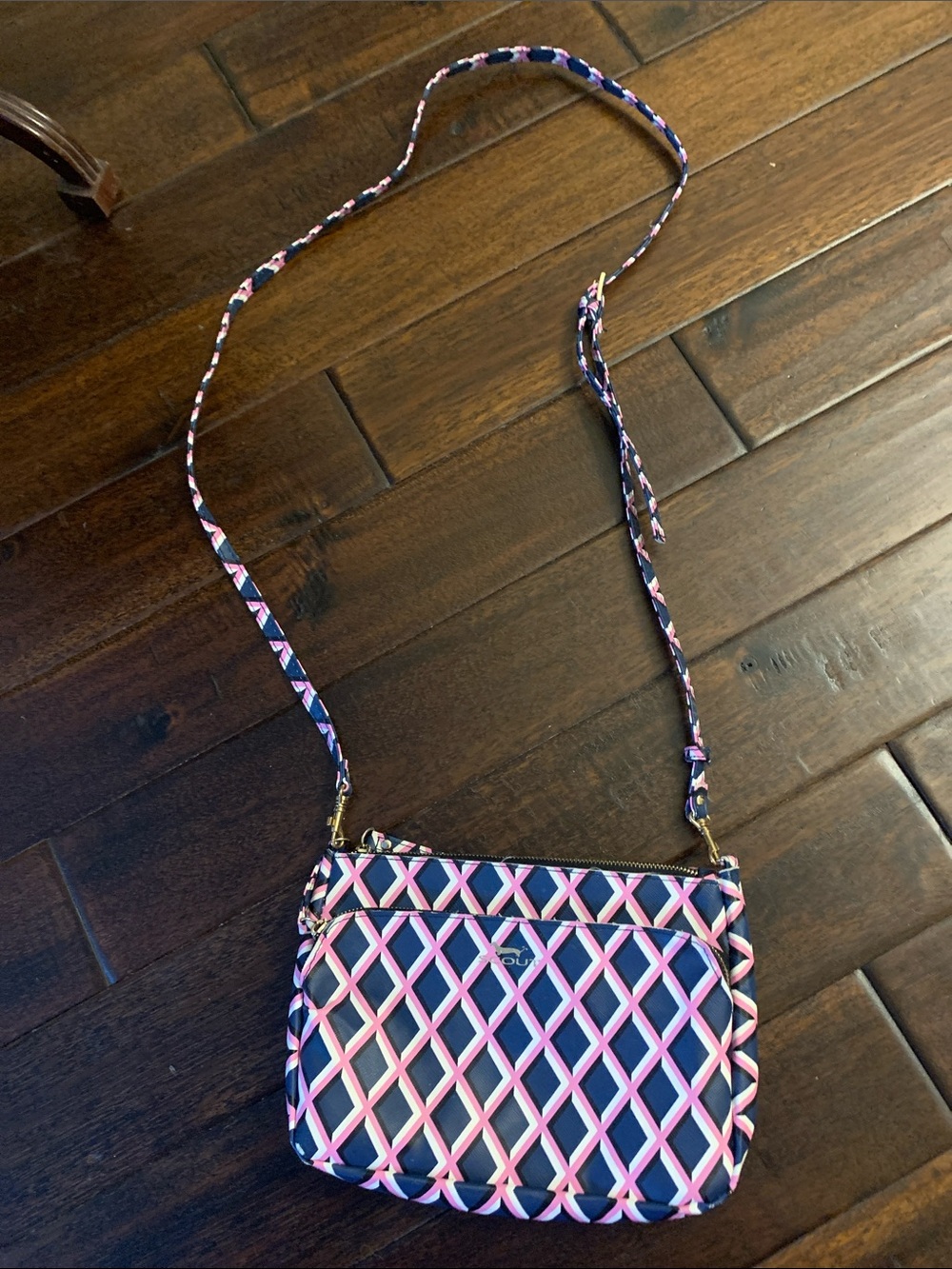 Scout Navy and Pink Diamond Lattice Crossbody